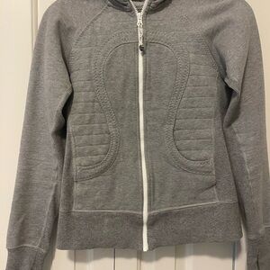 Lululemon Athletica Gray Scuba Full Zip Jacket, Funnel High Neck. Calm and Cozy